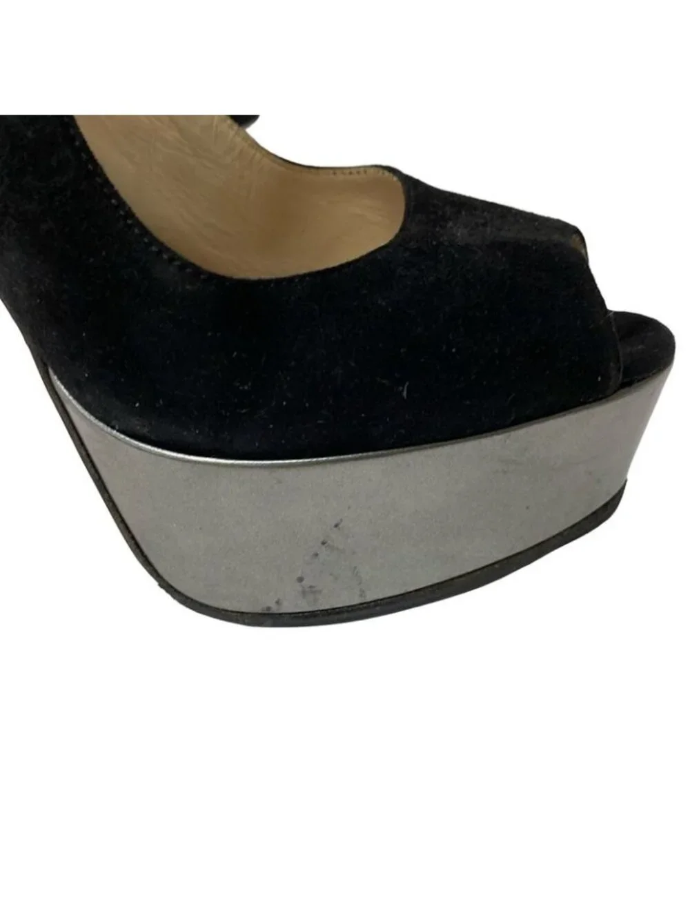 Prada Mule 37 Black Silver High Heels Leather - Picture 7 of 10